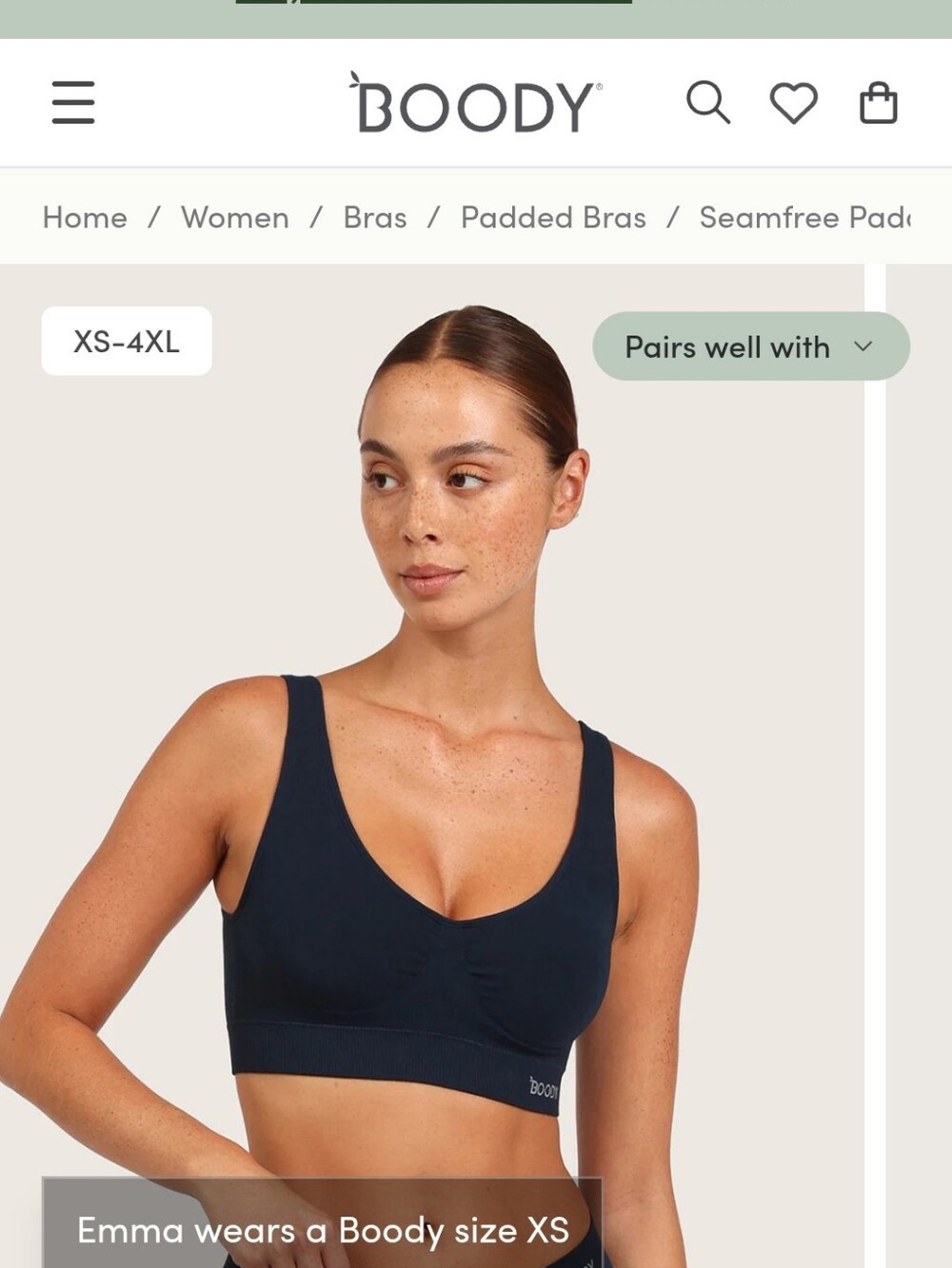 Seamfree Padded Crop Bra (Navy Blue XS)